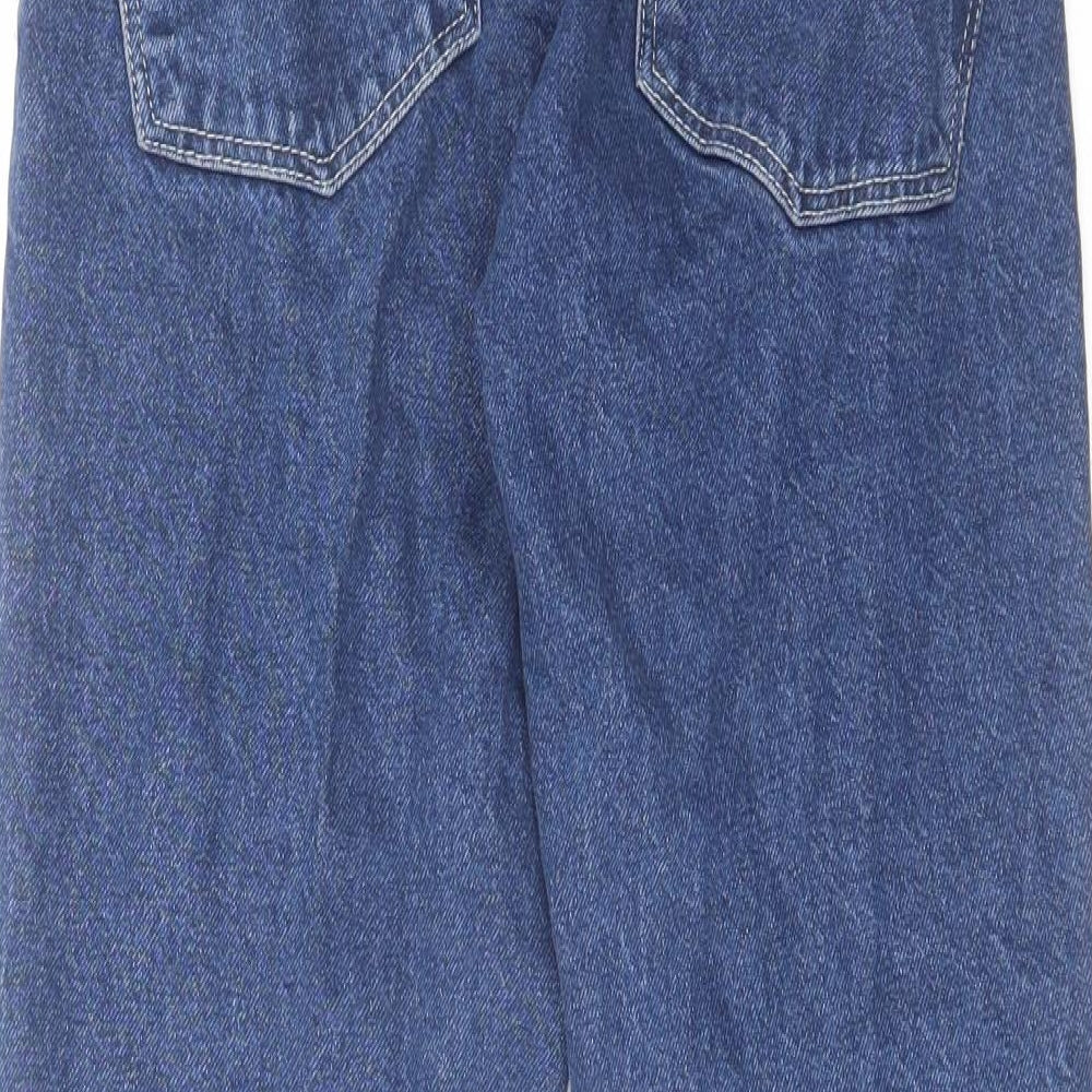 ASOS Womens Blue Cotton Mom Jeans Size 28 in L30 in Regular Zip - Raw Hem