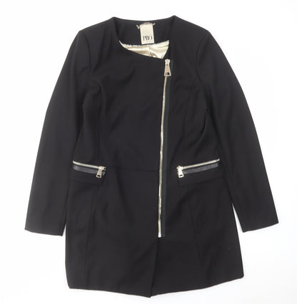 PBO Womens Black Overcoat Coat Size 8 Zip