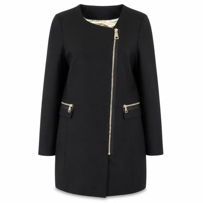 PBO Womens Black Overcoat Coat Size 8 Zip