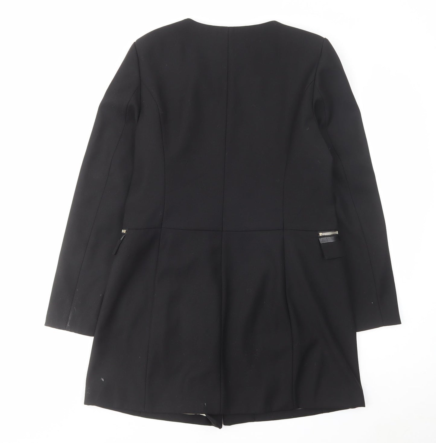 PBO Womens Black Overcoat Coat Size 8 Zip