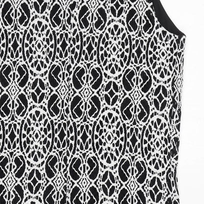 Roman Womens Black Geometric Polyimide Shift Size 12 Boat Neck Pullover