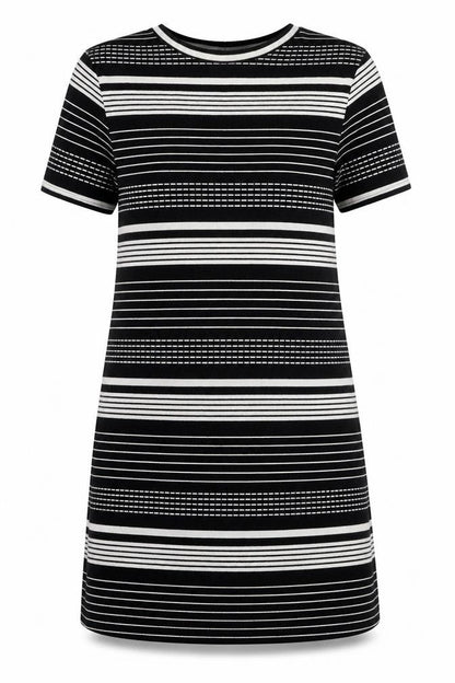 Dorothy Perkins Womens Black Striped Viscose Mini Size 12 Round Neck Pullover