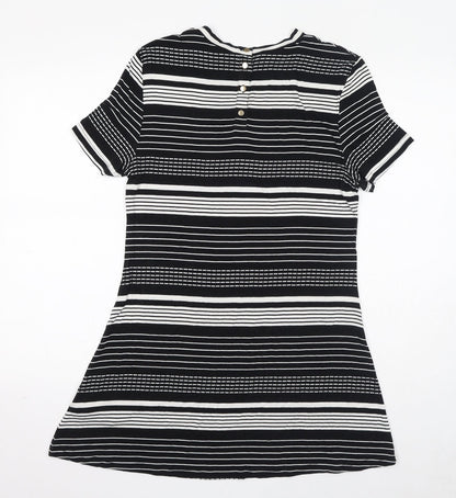 Dorothy Perkins Womens Black Striped Viscose Mini Size 12 Round Neck Pullover