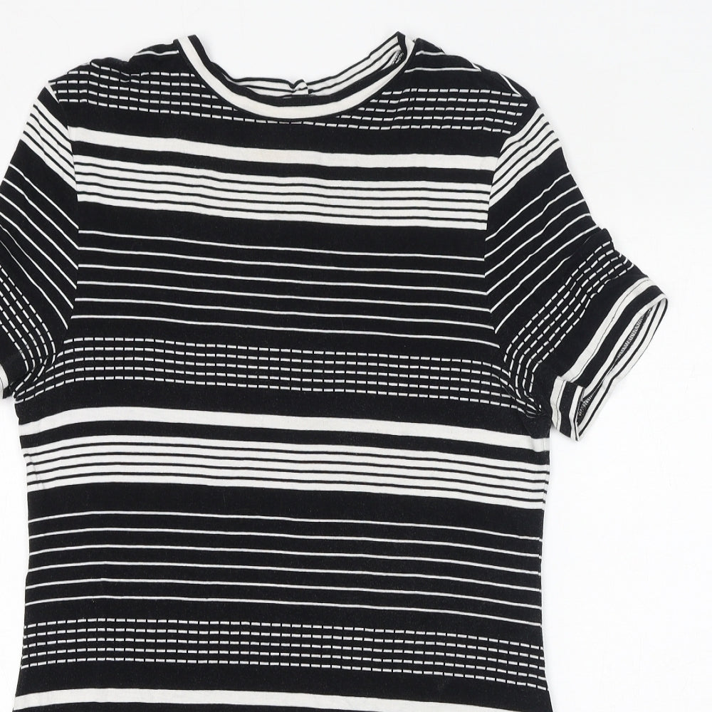 Dorothy Perkins Womens Black Striped Viscose Mini Size 12 Round Neck Pullover