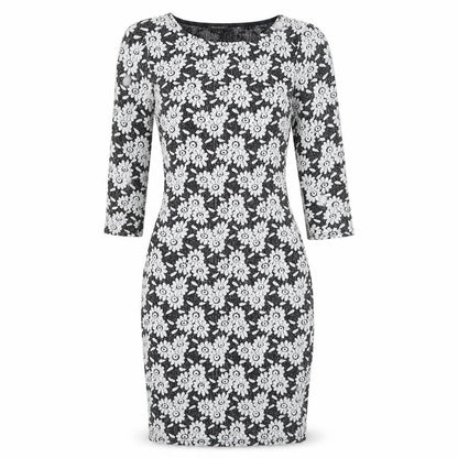 River Island Womens Black Floral Polyester Bodycon Size 6 Boat Neck Pullover