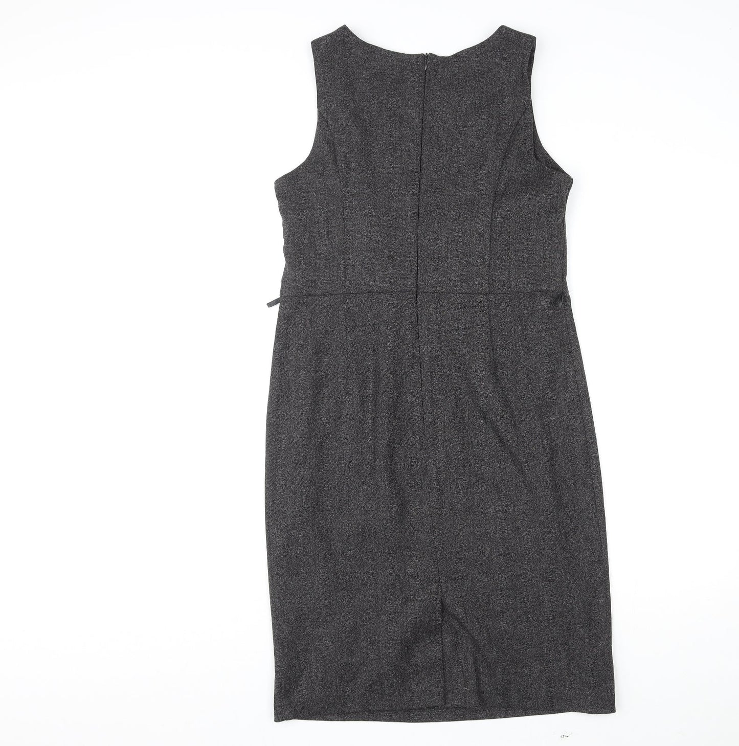 BHS Womens Grey Polyester Shift Size 12 Round Neck Zip