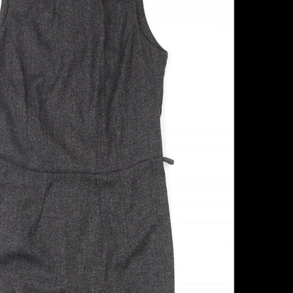 BHS Womens Grey Polyester Shift Size 12 Round Neck Zip
