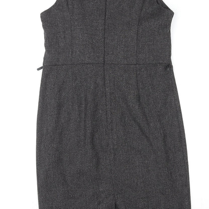 BHS Womens Grey Polyester Shift Size 12 Round Neck Zip