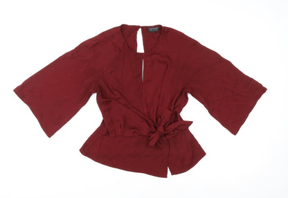 Womens UK Size 8 Topshop Red Basic Blouse