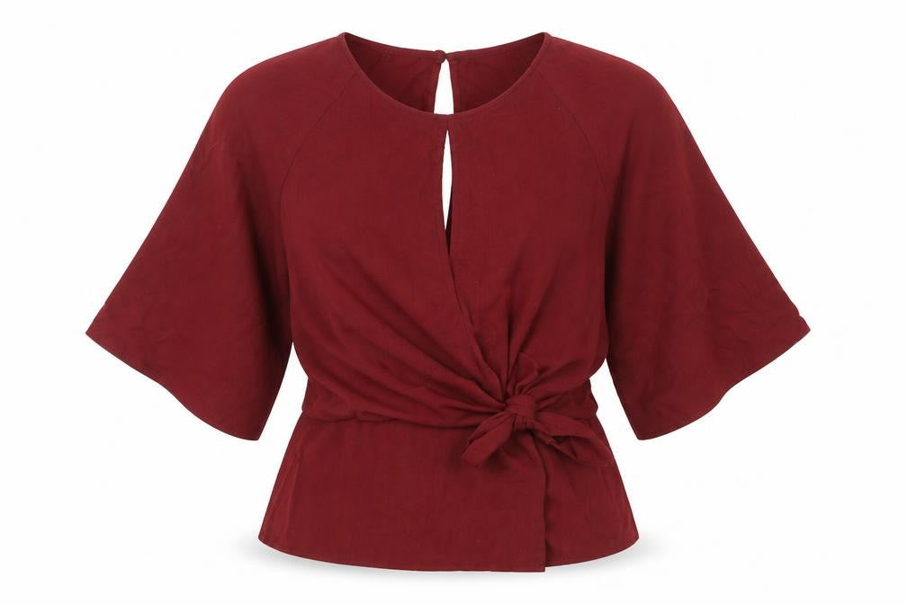Womens UK Size 8 Topshop Red Basic Blouse
