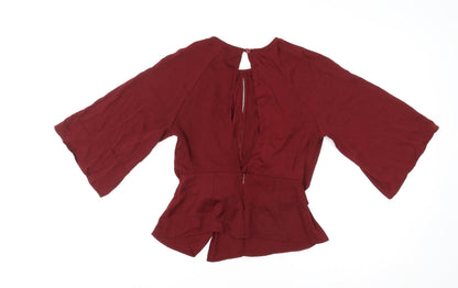 Womens UK Size 8 Topshop Red Basic Blouse