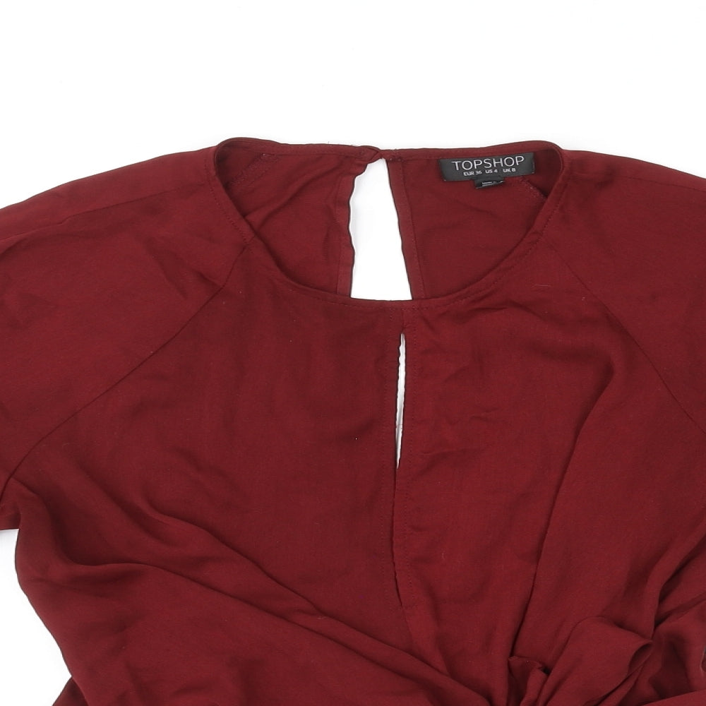 Womens UK Size 8 Topshop Red Basic Blouse