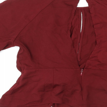 Womens UK Size 8 Topshop Red Basic Blouse