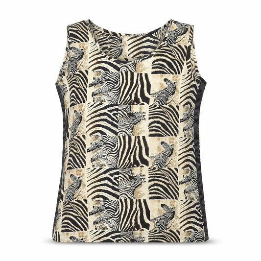 Roberta Womens Multicoloured Animal Print Polyester Basic Tank Size 8 Round Neck - Zebra Print