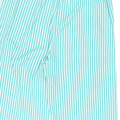 Only Womens Green Striped Polyester Trousers Size 12 L29 in Regular Tie