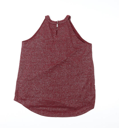 Avenue Womens Red Polyester Basic Tank Size 14 Round Neck