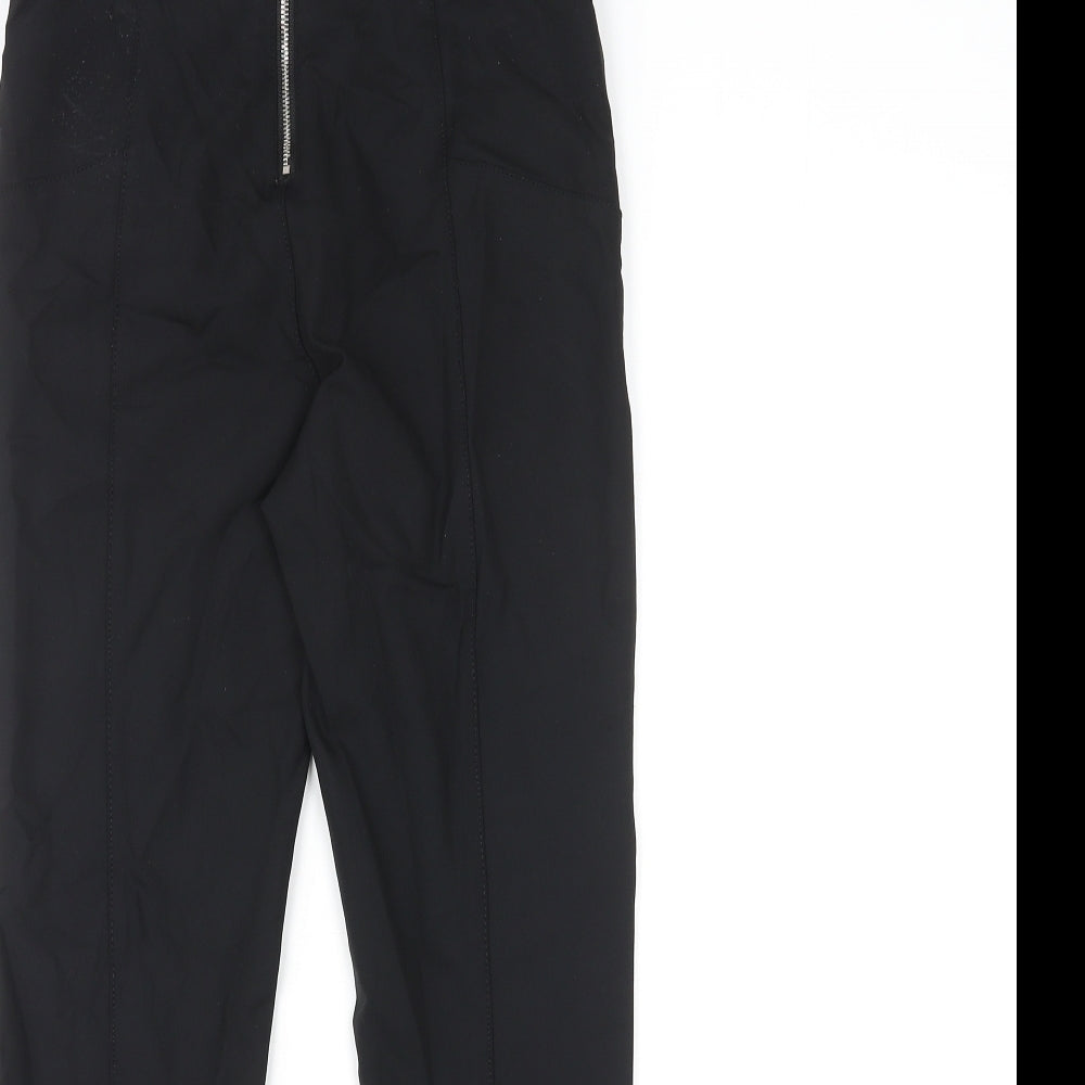 River Island Womens Black Nylon Trousers Size 8 L27 in Regular Zip - Panelled