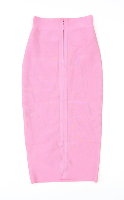 Mew Mews Womens Pink Polyester Straight & Pencil Skirt Size S Zip