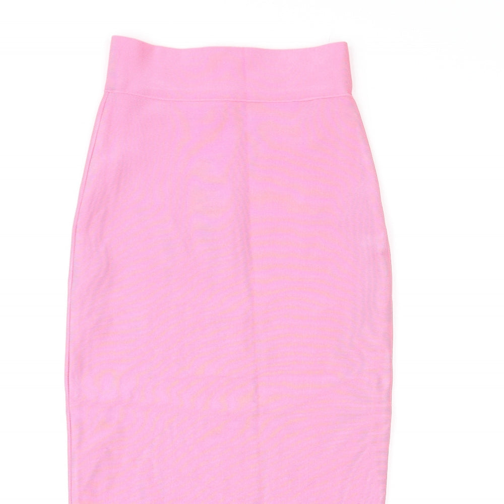 Mew Mews Womens Pink Polyester Straight & Pencil Skirt Size S Zip