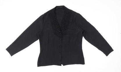 Womens UK Size 12 St Michael Black Basic Button-Up