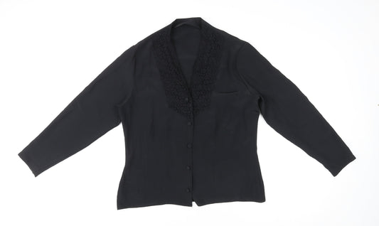 Womens UK Size 12 St Michael Black Basic Button-Up