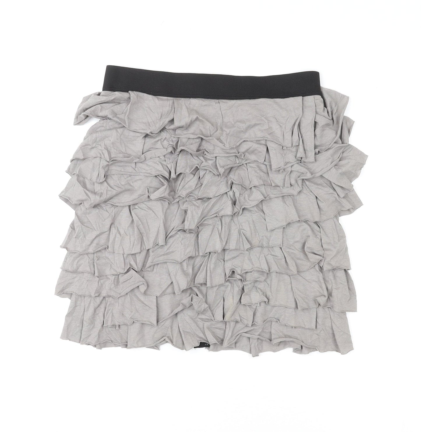 Mango Womens Grey Cotton Pleated Skirt Size S Zip