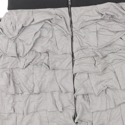 Mango Womens Grey Cotton Pleated Skirt Size S Zip