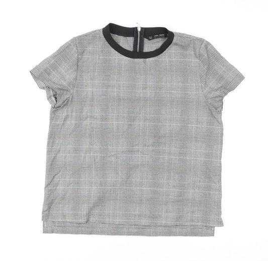 Womens UK Size S Zara Grey Basic T-Shirt