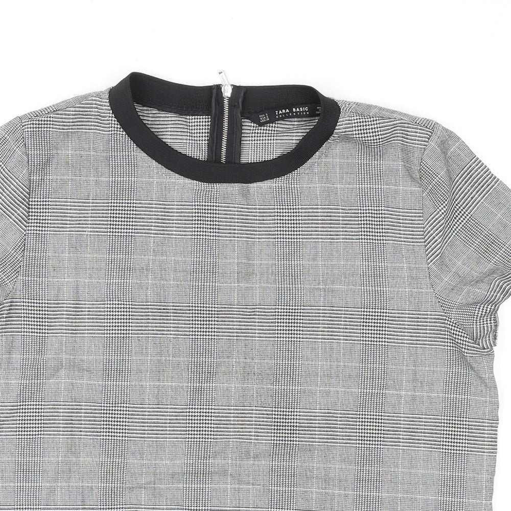 Womens UK Size S Zara Grey Basic T-Shirt