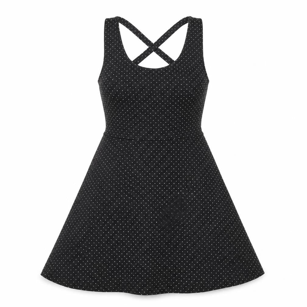 H&M Womens Black Polka Dot Polyester Fit & Flare Size XS Scoop Neck Pullover