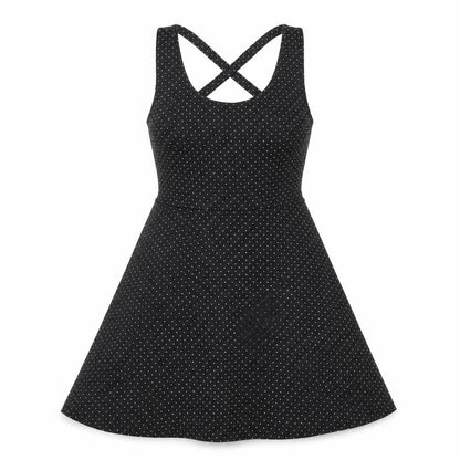 H&M Womens Black Polka Dot Polyester Fit & Flare Size XS Scoop Neck Pullover