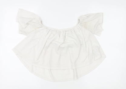 Womens UK Size M Bershka Ivory Basic Blouse