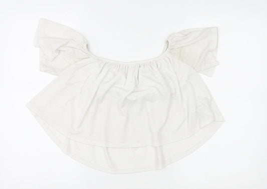 Womens UK Size M Bershka Ivory Basic Blouse