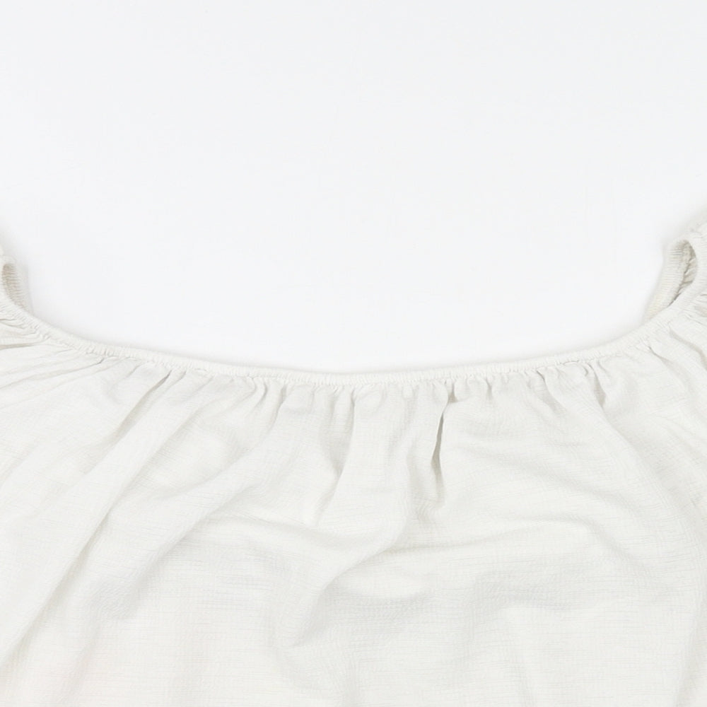 Womens UK Size M Bershka Ivory Basic Blouse