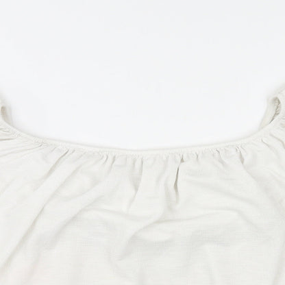 Womens UK Size M Bershka Ivory Basic Blouse