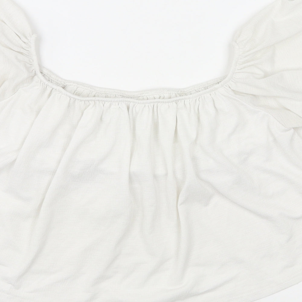 Womens UK Size M Bershka Ivory Basic Blouse