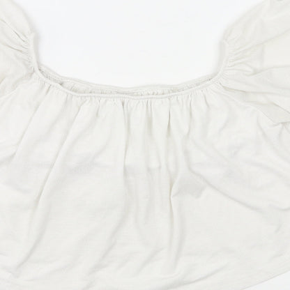 Womens UK Size M Bershka Ivory Basic Blouse