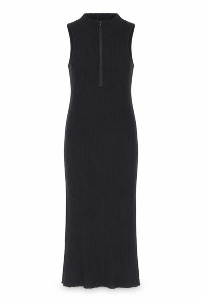 Divided by H&M Womens Black Cotton Maxi Size S Mock Neck Zip