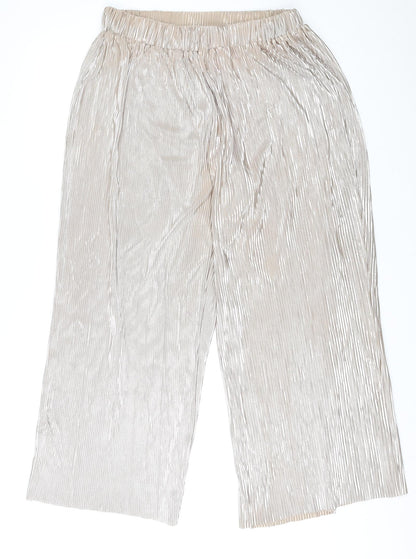 4th & Reckless Womens Gold Polyester Trousers Size 14 L29 in Regular - Ribbed