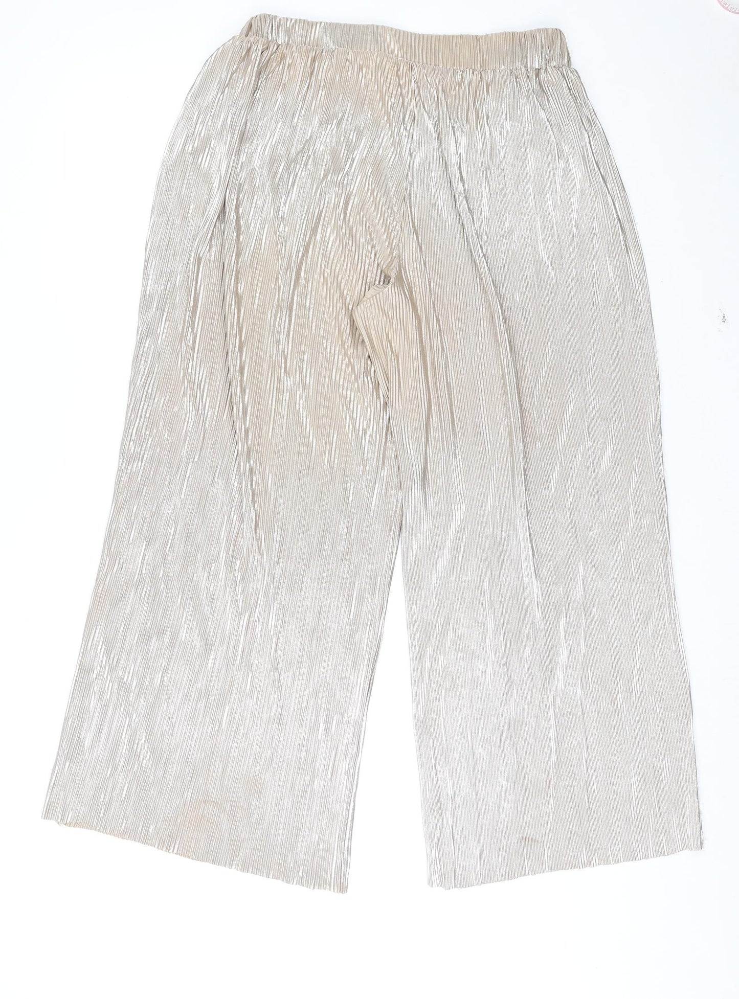 4th & Reckless Womens Gold Polyester Trousers Size 14 L29 in Regular - Ribbed