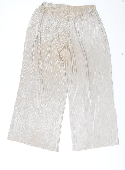 4th & Reckless Womens Gold Polyester Trousers Size 14 L29 in Regular - Ribbed
