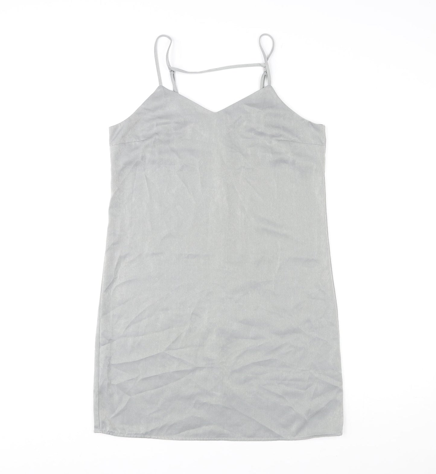 Divided by H&M Womens Grey Polyester Slip Dress Size 12 V-Neck Pullover