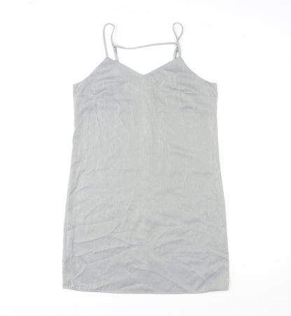 Divided by H&M Womens Grey Polyester Slip Dress Size 12 V-Neck Pullover