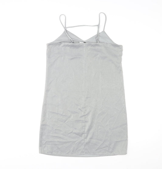 Divided by H&M Womens Grey Polyester Slip Dress Size 12 V-Neck Pullover