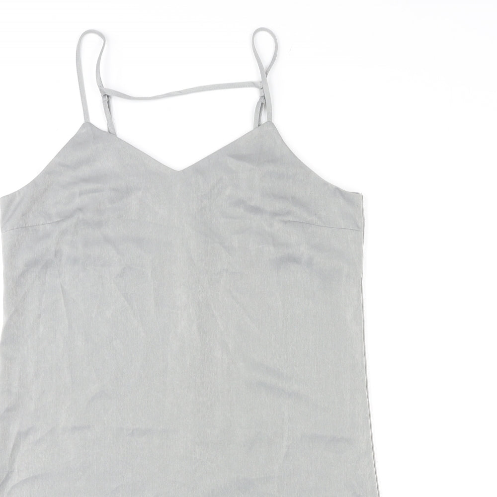 Divided by H&M Womens Grey Polyester Slip Dress Size 12 V-Neck Pullover