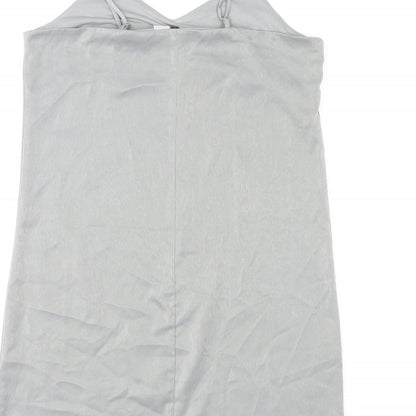 Divided by H&M Womens Grey Polyester Slip Dress Size 12 V-Neck Pullover