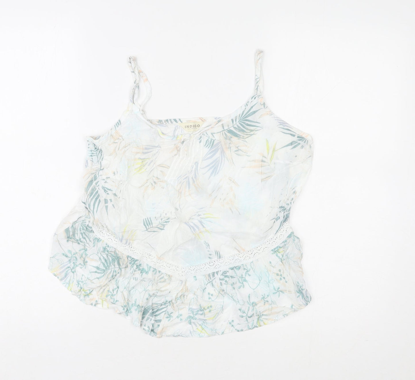 Indigo Womens Multicoloured Striped Viscose Basic Tank Size 12 Round Neck