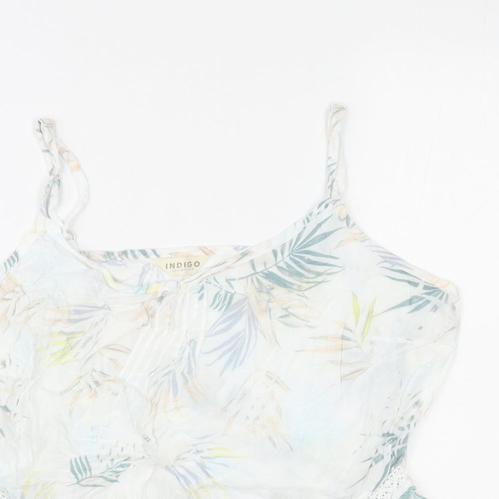 Indigo Womens Multicoloured Striped Viscose Basic Tank Size 12 Round Neck