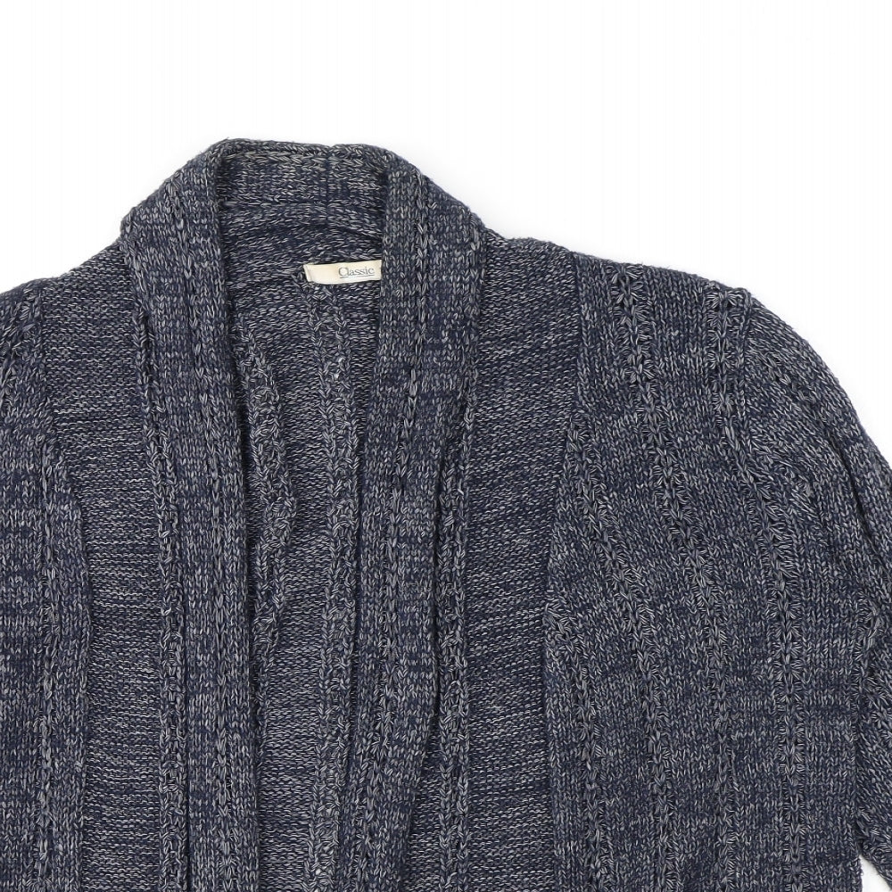 Classic Womens Blue V-Neck Acrylic Cardigan Jumper Size 14