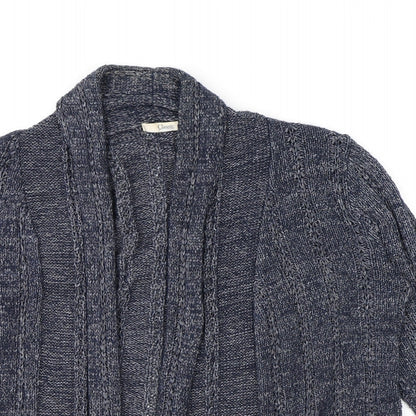 Classic Womens Blue V-Neck Acrylic Cardigan Jumper Size 14